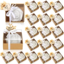 24 Sets Christmas Rose Candles Scented with Dried Flower Holiday Candle Gifts...