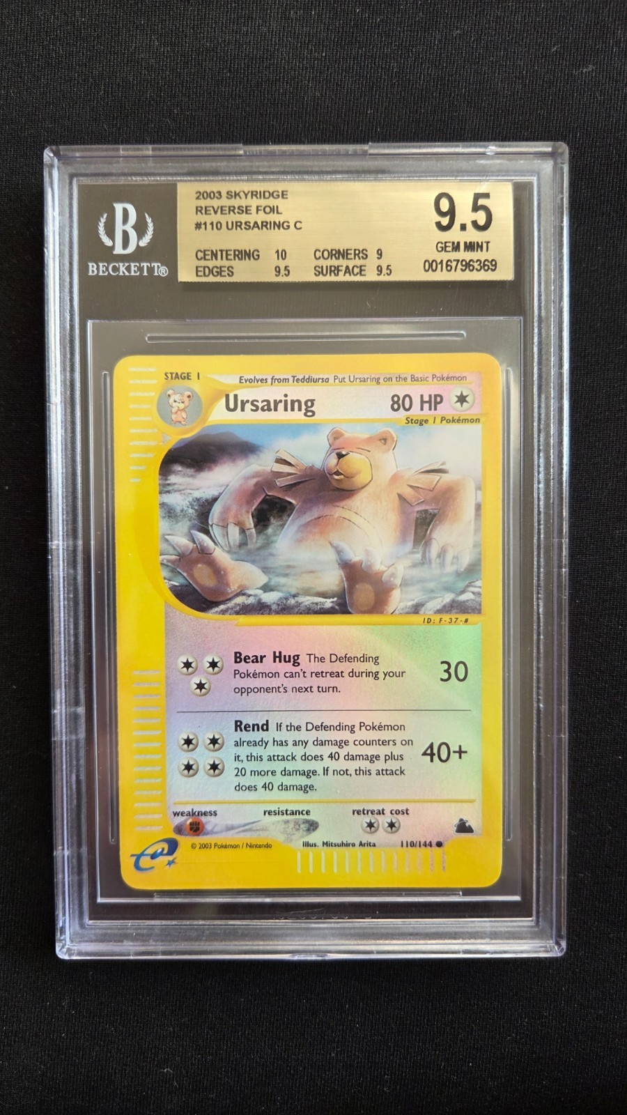 Pokemon 2003 Ursaring C #110 Skyridge Reverse Holo BGS 9.5