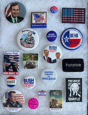 George H.W. Bush Quayle Lot of 19 Pins 1988 &1992 - POTATOE Satirical, RNC