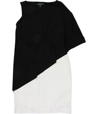 Ralph Lauren Womens Asymmetrical Cape Sheath Dress, blkwht, 8