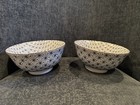 Set 2 Vintage Japanese Asanoha Star Rice Bowls Blue White Made in Japan 6x3