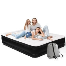 Air Mattress Twin Queen with Built-in Pump,18" Inflatable Bed for Home & Camping