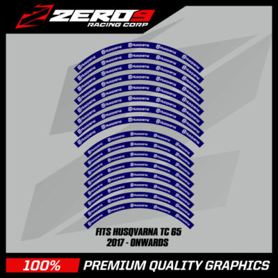 HUSQVARNA Felgenaufkleber TC 65 14'' / 12'' MX Motocross Grafik Decals BLU