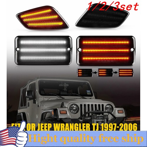4/8x For Jeep Wrangler TJ 97-06 Smoke LED Bumper Signal Front Side Marker Lights