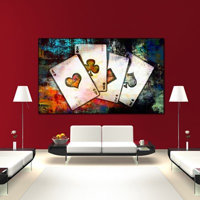 LEINWAND BILD ER XXL POP ART ASSE AS POKER CASINO KARTEN ABSTRAKT WAND POSTER 