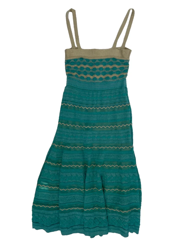 Abito Missoni verde acqua e oro taglia IT 40 - Immagine 2 di 3