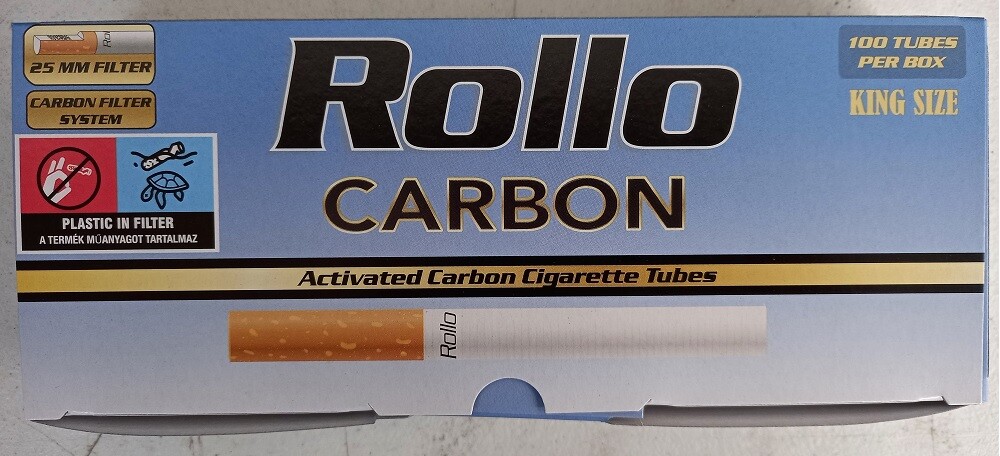 Rollo King Size Carbon 'Cork Tip' 25mm Filter Tubes (100 Count) - 500