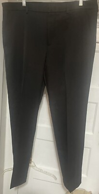 Savane Men s Straight Fit Flat Front Polyester Dress Pant, Black 36 X 30 (38X29)