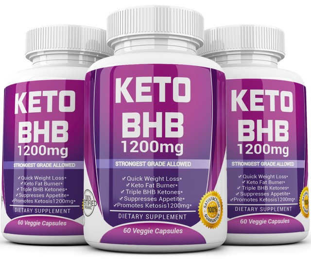 3 X KETO BHB 1200mg PURE Ketone FAT BURNER Weight Loss Diet Pills