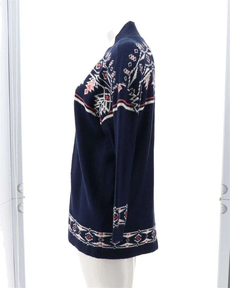 Cárdigan Jacquard Denim & Co Canyon Retreat Frente Abierto Azul Marino M Nuevo sin Etiquetas (228) Foto 3 de 4