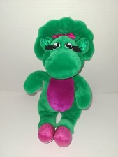 VTG 1992 Barney  Friends BABY BOP Green  Purple Plush Dinosaur Lyons Group 13"