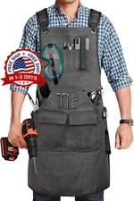 Delantal De Carpintería De Trabajo 9 Bolsillos Para Herramientas, De Lona Encera