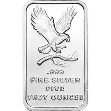 5 oz. SilverTowne Silver Bar - Bald Eagle Design - 999 Fine 78.49 per troy oz