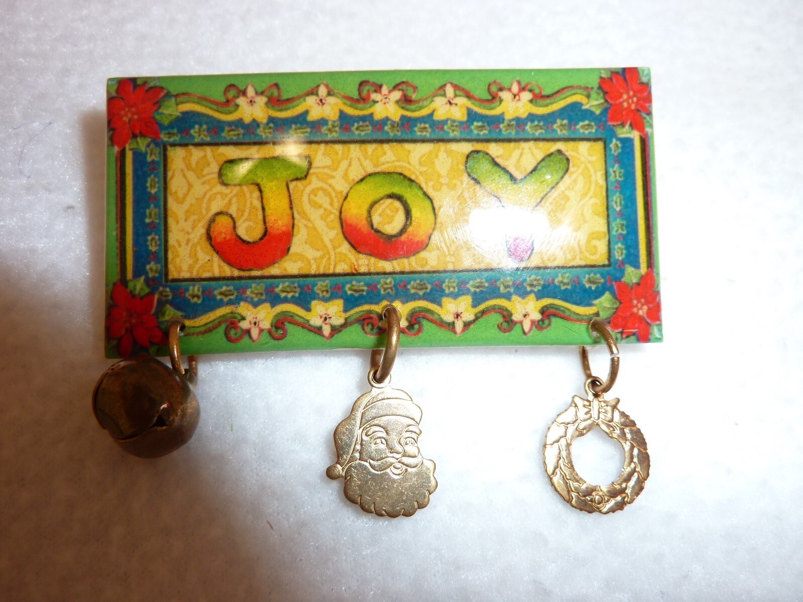 VINTAGE JOY RECTANGULAR LAMINATE BROOCH WITH CHAR… - image 2