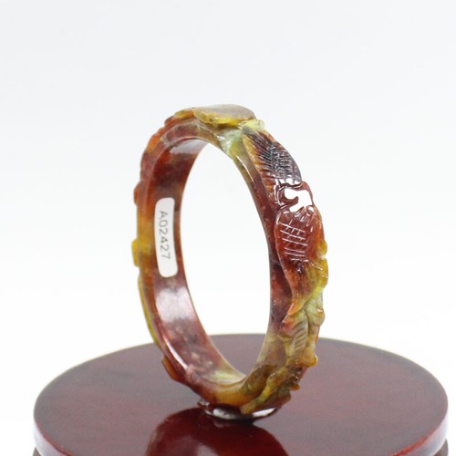 58mm Chinese Hand-carved Multi-color Jadeite Jade Gems Bangle Bracelet j6271 - Picture 5 of 11