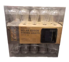WORLD MARKET SOLAR EDISON STYLE CLEAR BULBS STRING LIGHTS SET OF 30~PATIO~NEW~