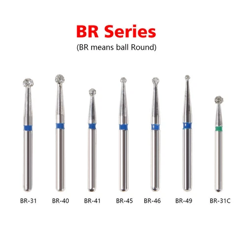 Dental Diamond Burs for High Speed Handpiece Medium FG1.6mm BR ball Round BR MD