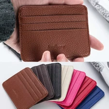 Mens Womens PU Leather Card Slot Slim Wallet Credit Card Holder Card Case Holder