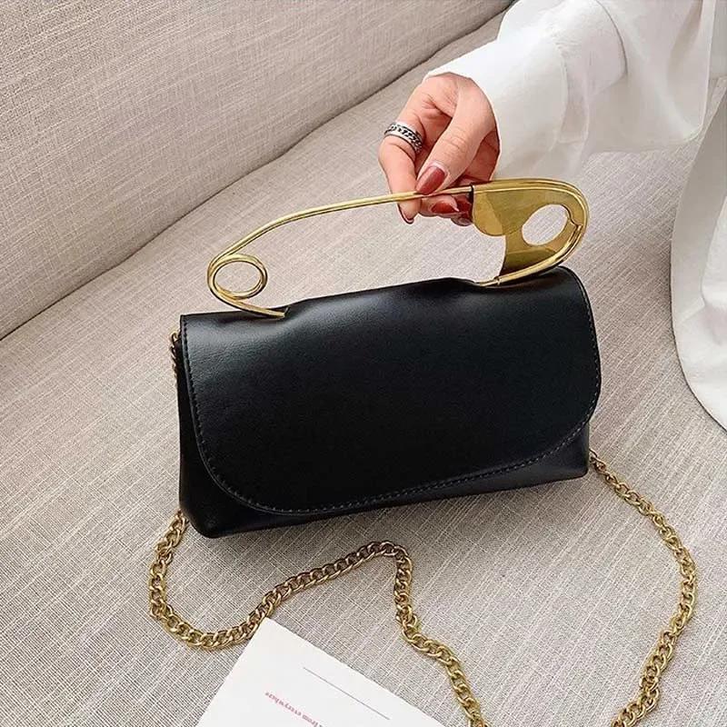 Bag Purse Handbag Safety Pin Handle Clutch Chain Strap Spring Fashion New Style