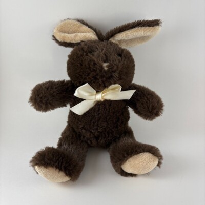 Dan Dee Chocolate Brown Easter Bunny 8'' Plush Stuffed Beanbag Animal w Bow