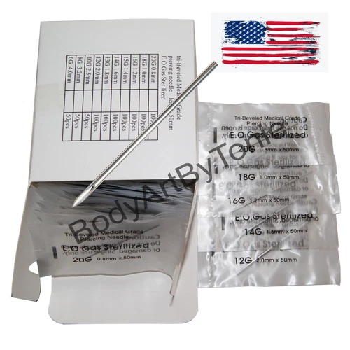 Hollow Sterilized Pierce Gauge Piercing Needle 12 14 15 16 18 20g - product listing photo