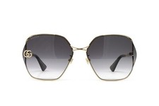 Gucci Sunglasses Women's Square Frame GG0818SA 005 Gold 63mm Gray Gradient Lens