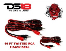 RCA16FT 16 ft 2 Channel Shielded Twisted RCA Audio Cable Amp Cables 2 Pack DS18
