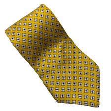 GEOFFREY BEENE Men's Necktie, Yellow Print, Imported Silk, Luxury USA MADE