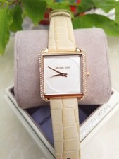 MICHAEL KORS LAKE ROSE GOLD TONE,CREAM CROC LEATHER BAND,CRYSTALS, WATCH-MK2610