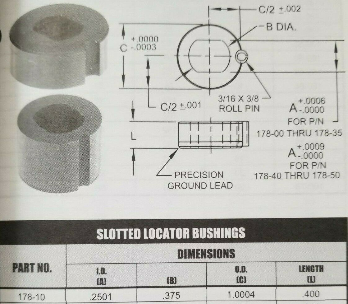 Slotted Locator Bushing 17810 All American Drill Bushing 1/4" 3/8