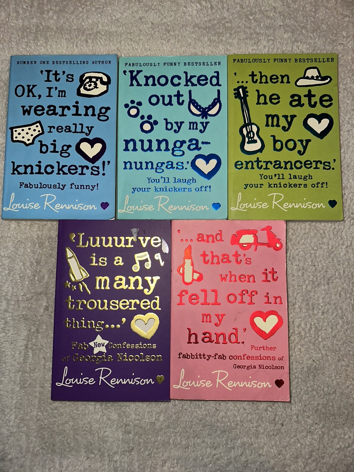 Louise Rennison Book Bundle X 5, Humour, Young Adults Romance, (52)