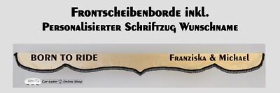 LKW Frontscheibenborde Beige Schwarz mit Wunschname passend für Volvo FH FH4 FH5