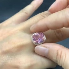 5ct Created Cushion  Round Cut Sapphire Women's Engagement Ring 14K Gold Plated