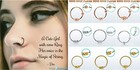 sterling silver nose ring hoop 8mm 10mm small thin piercing stud body jewellery