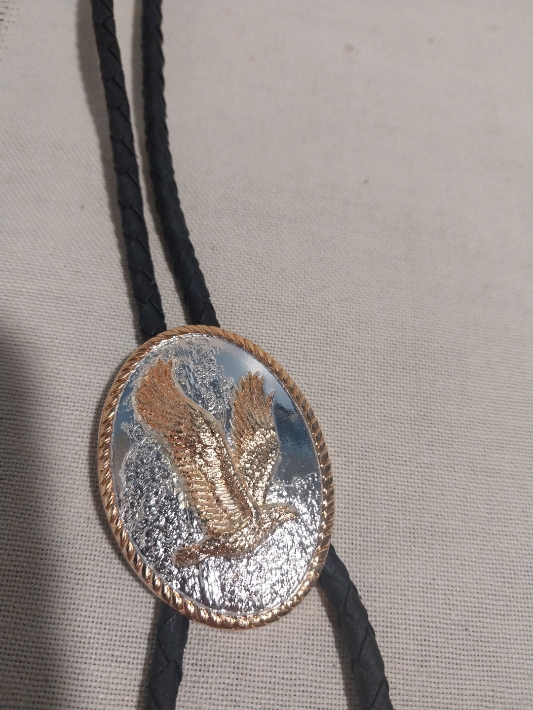 Solid Brass Ivan Bolo Tie Featuring a Soaring Eag… - image 1