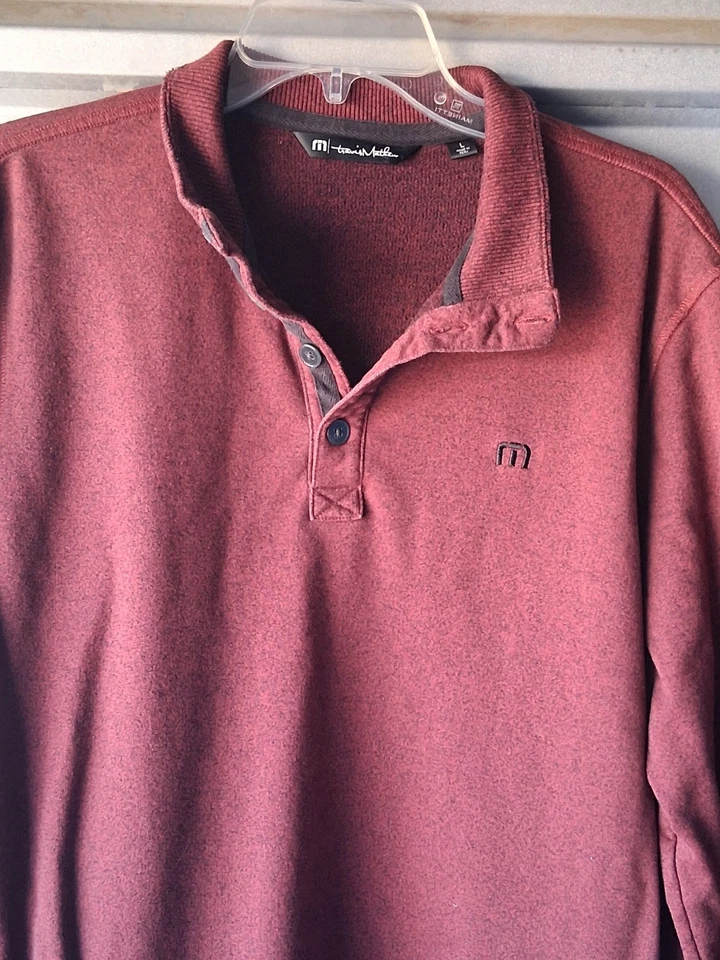Travis Mathew Sweater Mens Large MARRON Quarter Button Pullover Golf Pullover - Image 4 of 4