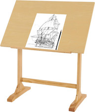 Wood Drafting Table for Adults, 24'' X 35" Drawing Table with Adjustable Angl...