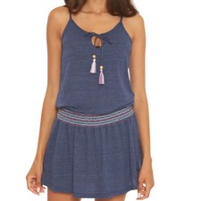 Soluna Swim Blue Cover-Up Dress Sleeveless Tassel Tie Women's Medium M