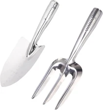 2 pcs Garden Shovel Hand Trowel, Heavy Duty Stainless Steel Gardening Tools,
