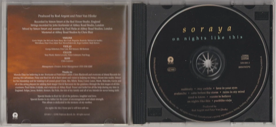 Soraya - On nights like this [10 Track CD Album, 1996] - Bild 2 von 3