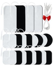 20 Packs TENS Unit Replacement Pads with 1/4 Wire Combination Set, White03