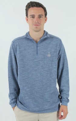 ANCHOR BOYS All Time Mens 1/4 Zip Pullover Medium Heather Blue Long Sleeve Golf