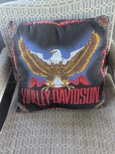 Vintage Harley Davidson Eagle Jacquard Throw Pillow Made In USA RARE