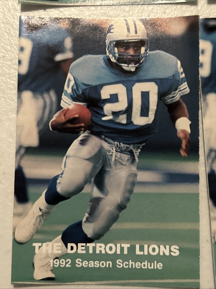 NFL Pocket Schedules Detroit Lions lote mixto de 14 todos Barry Sanders 1992 Foto 2 de 2