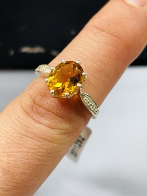 TJC silver and high grade citrine ring UK size O/P with tag