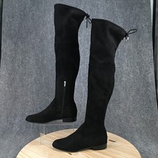 Marc Fisher Boots Womens 10 M Black Tall Over The Knee Suede Side Zip Heels