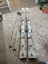 Salomon Pure White Skis Used Inc Bag & Gothic Master Poles