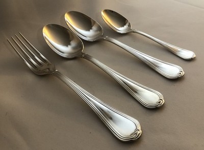 CHRISTOFLE - OCEANA - SILVERPLATE FRANCE - OC - 4 PC SET -  FLATWARE - MINT
