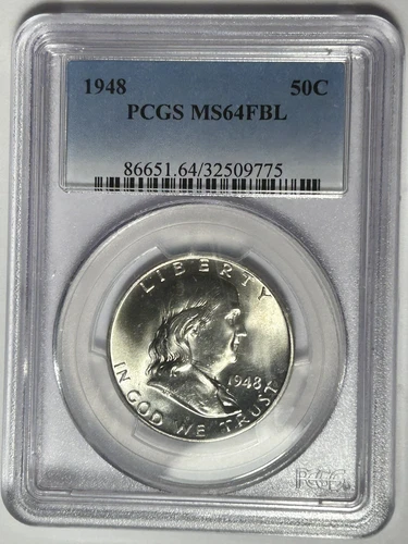 1948 FRANKLIN HALF DOLLAR PCGS MS 64 FBL