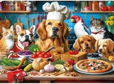 500 Piece Puzzles for Adults, Funny Puppy Animal Jigsaw Puzzles, Food Kitchen Ji